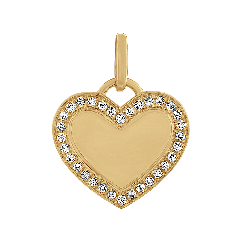 Diamond Heart Charm in 14k Yellow Gold