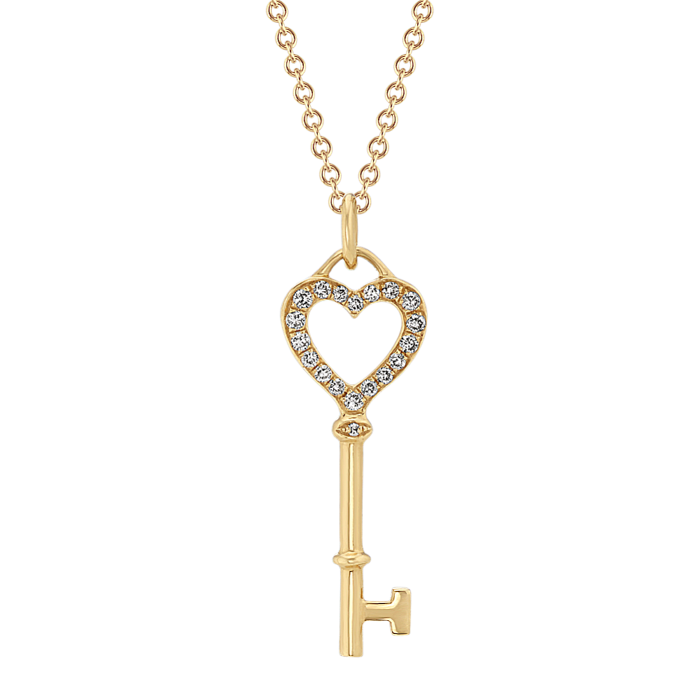Diamond Heart Key Pendant (22 in.)
