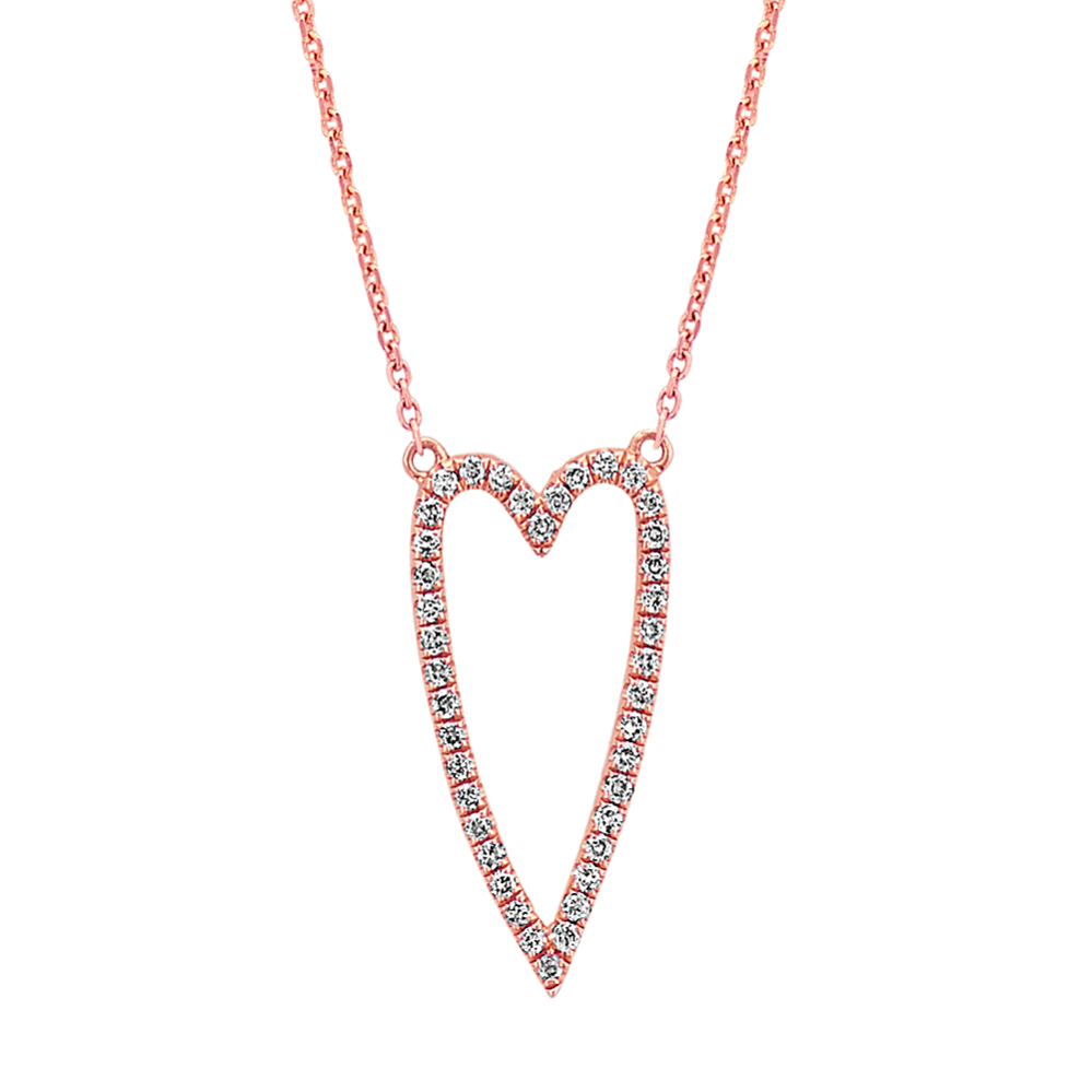 Diamond Heart Necklace in 14k Rose Gold (18 in.)