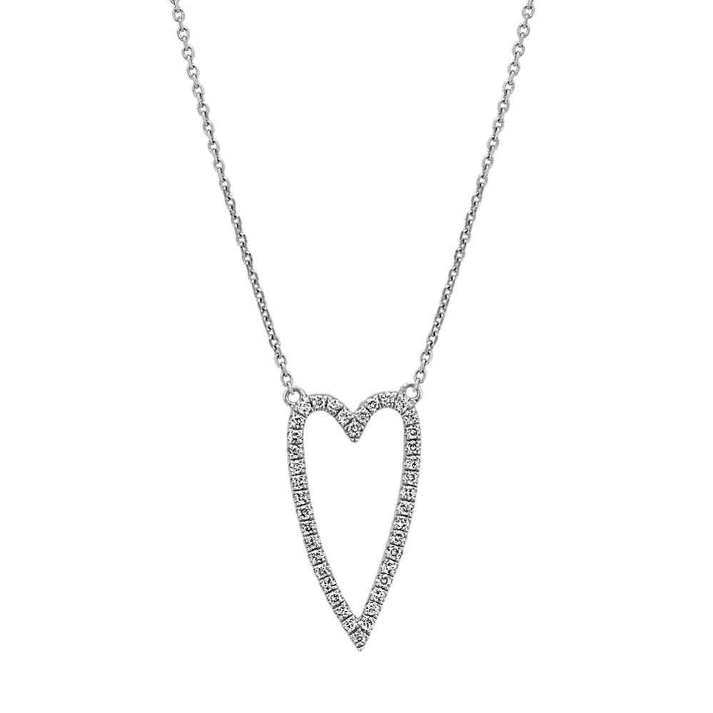 Diamond Heart Necklace in 14k White Gold (18 in.)