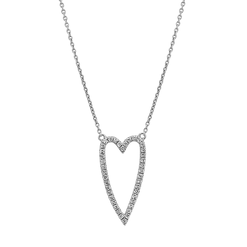 Diamond Heart Necklace in 14k White Gold (18'')