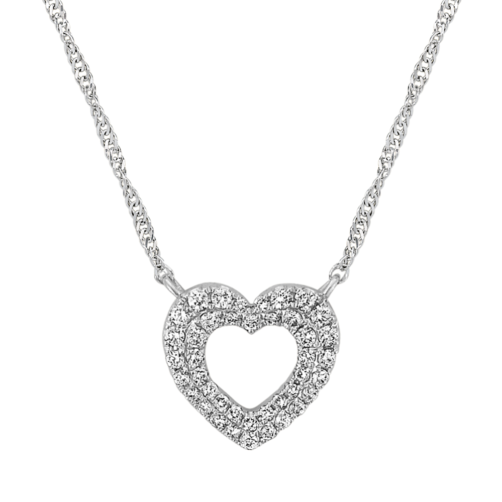 Diamond Heart Necklace in 14k White Gold (18 in)