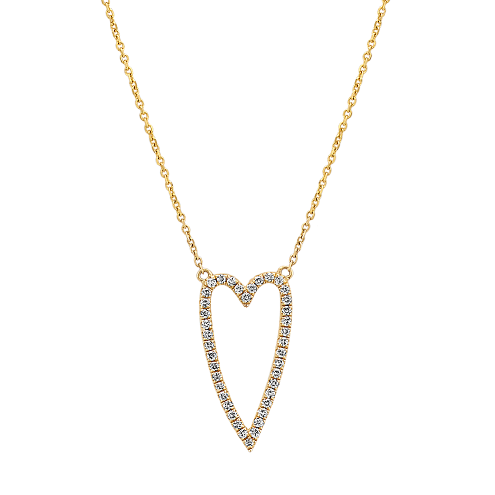 Diamond Heart Necklace in 14k Yellow Gold (18'')
