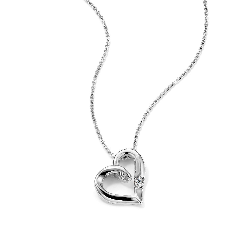 Diamond Heart Necklace In Sterling Silver In Shane Co