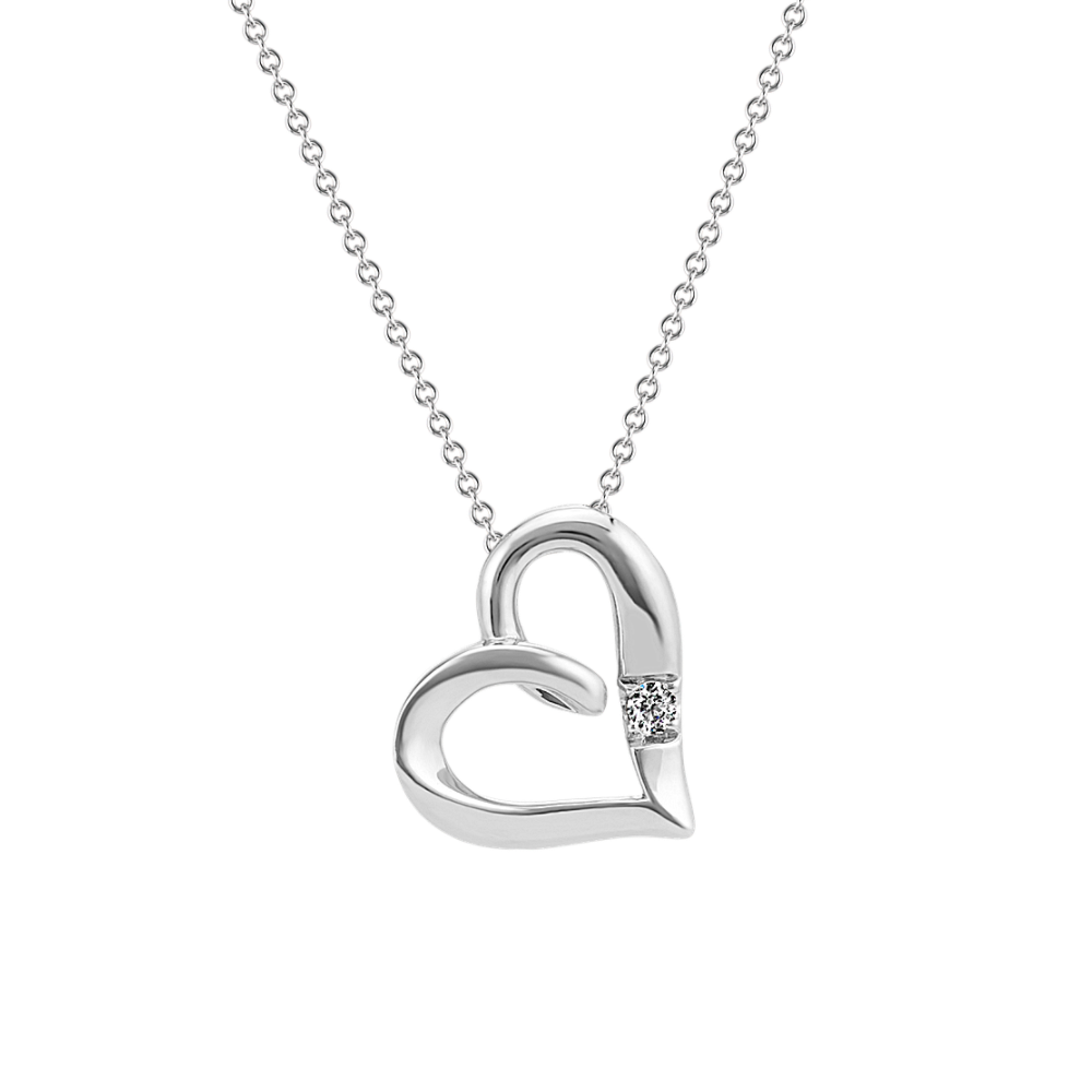 Emery Natural Diamond Heart Necklace in Sterling Silver (20 in)