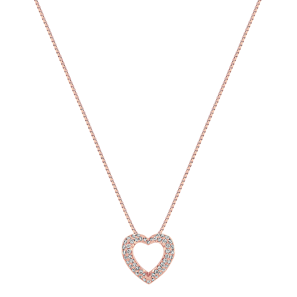 Diamond Heart Pendant in 14k Rose Gold (18 in) | Shane Co.