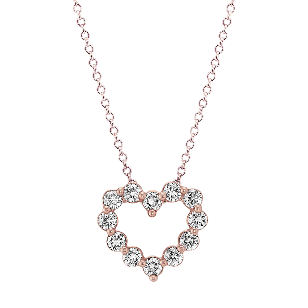 Diamond Heart Pendant in Rose Gold (18 in)