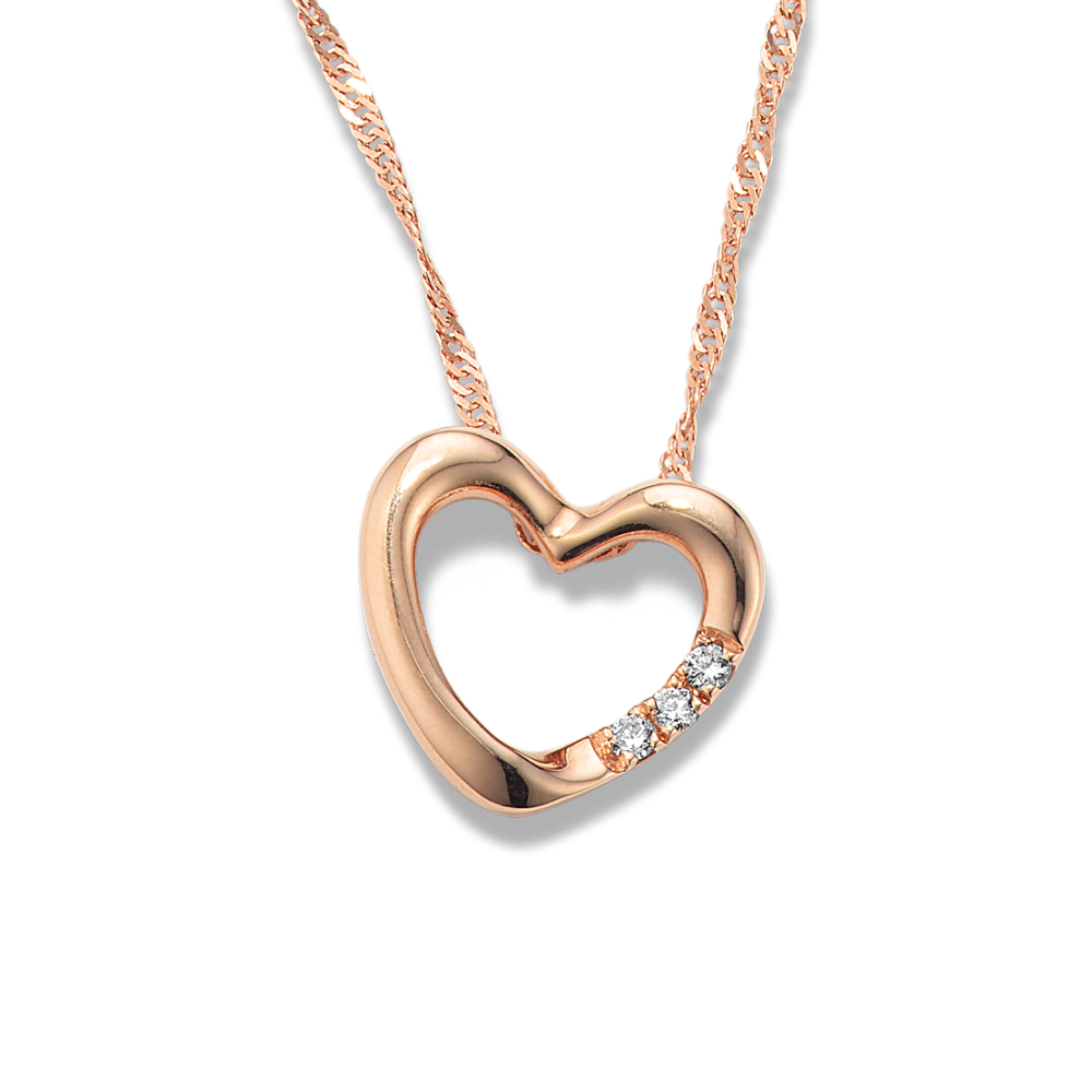 Beso Natural Diamond Heart Pendant in 14K Rose Gold (20 in)