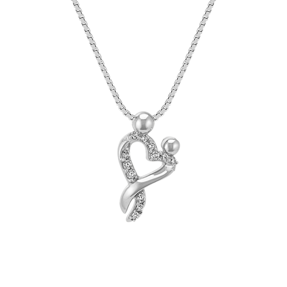 Diamond Heart Pendant in Sterling Silver (20'')