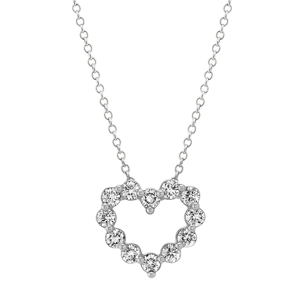 Diamond Heart Pendant in White Gold (20 in)