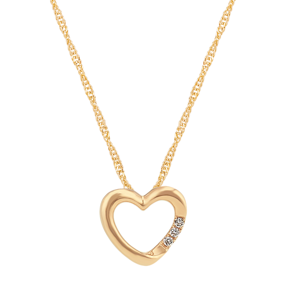 Diamond Heart Pendant in Yellow Gold (20 in)