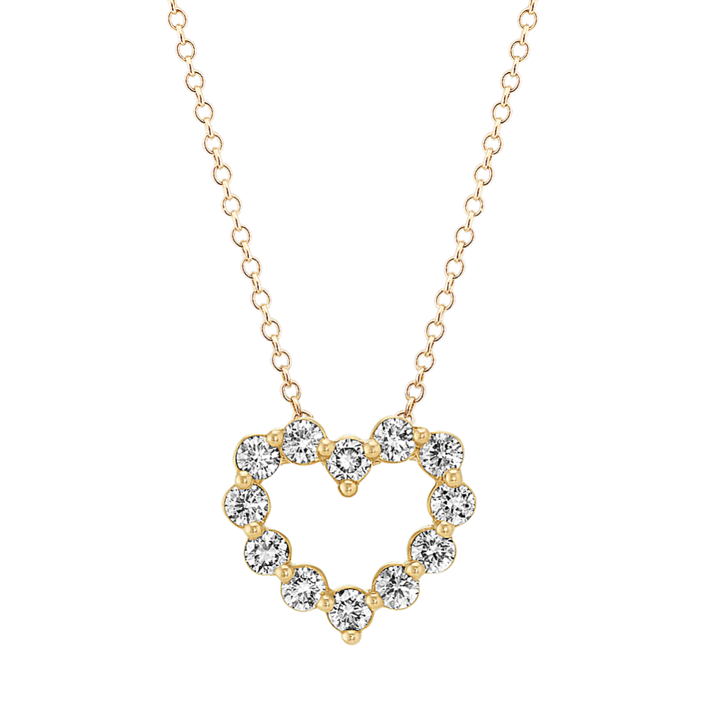 Diamond Heart Pendant in Yellow Gold (20 in)