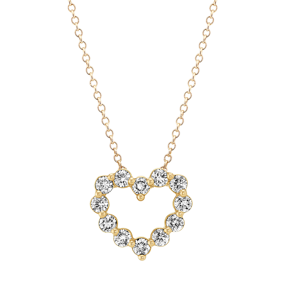 Diamond Heart Pendant in Yellow Gold (20'')