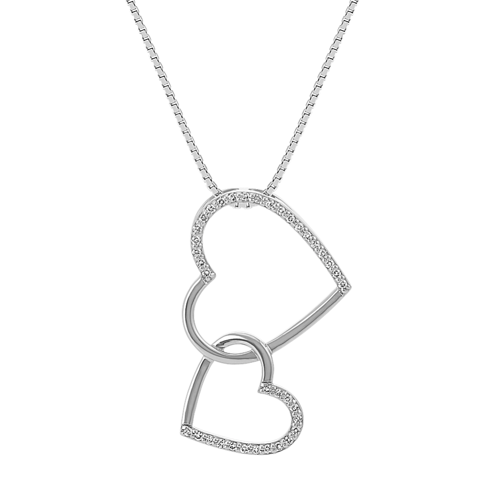 Diamond Interlocking Heart Pendant in Sterling Silver (18 in)