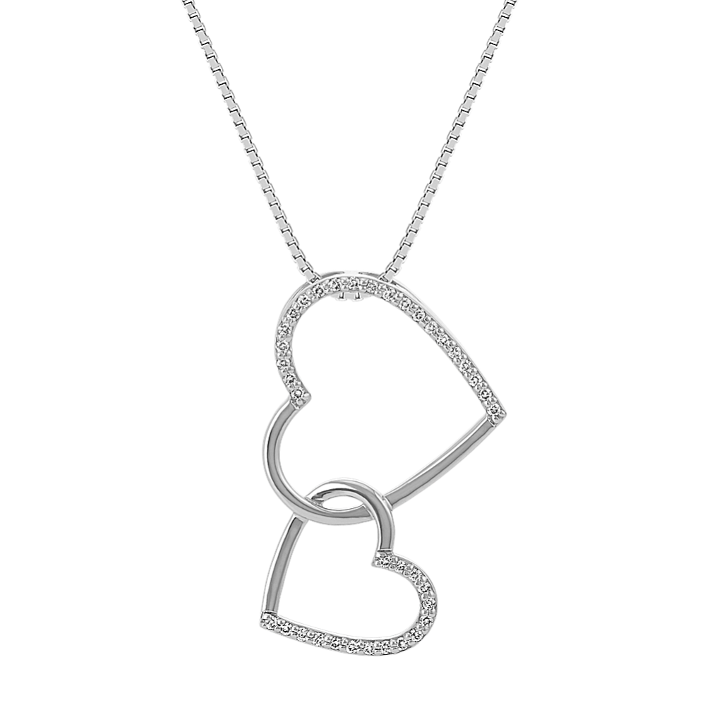 Diamond Interlocking Heart Pendant in Sterling Silver (18'')