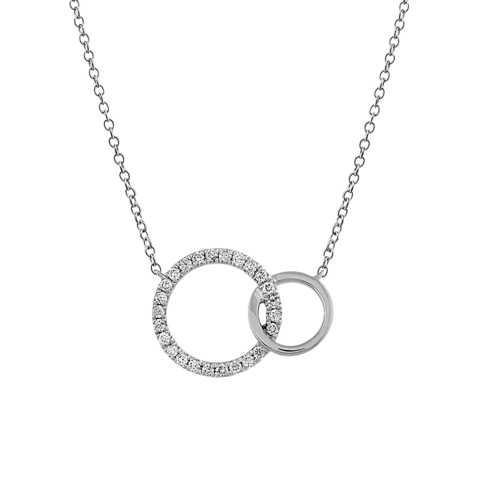 Yuma Natural Diamond Intertwined Circle Necklace in 14K White Gold (18 in)
