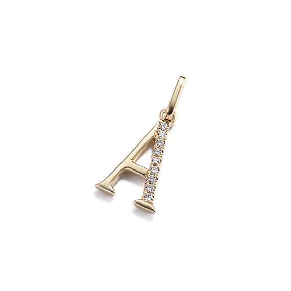 Diamond Letter A Charm in 14k Yellow Gold