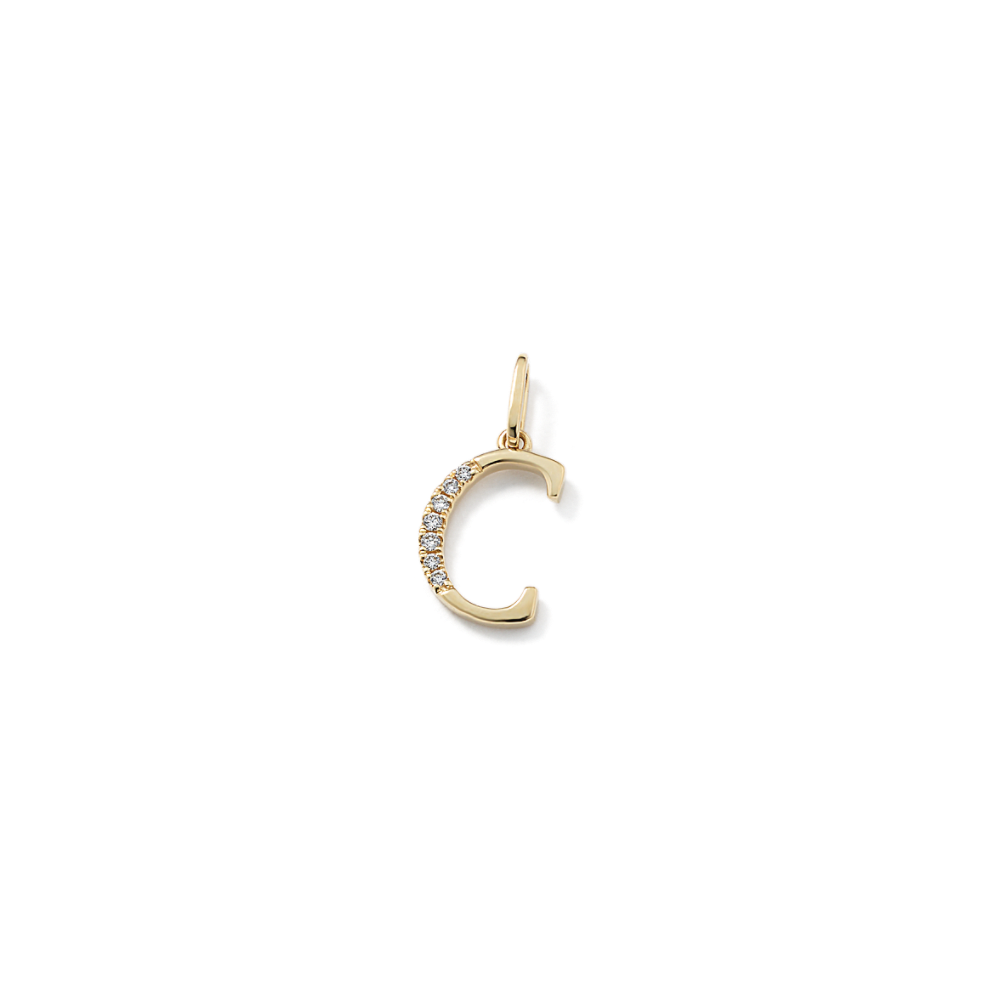 Diamond Letter C Charm in 14k Yellow Gold