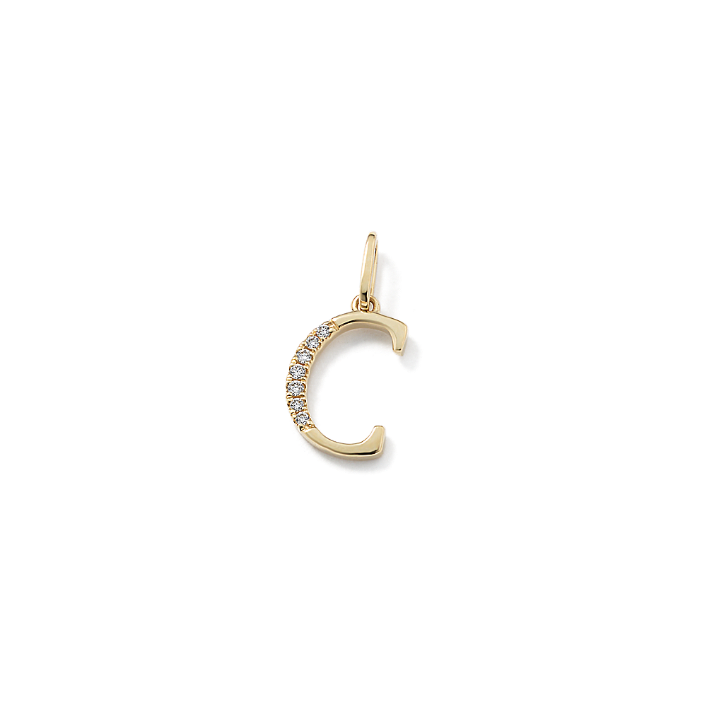 Diamond Letter C Charm in 14k Yellow Gold