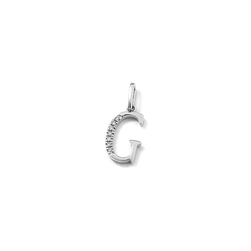 Diamond Letter G Charm in 14k White Gold