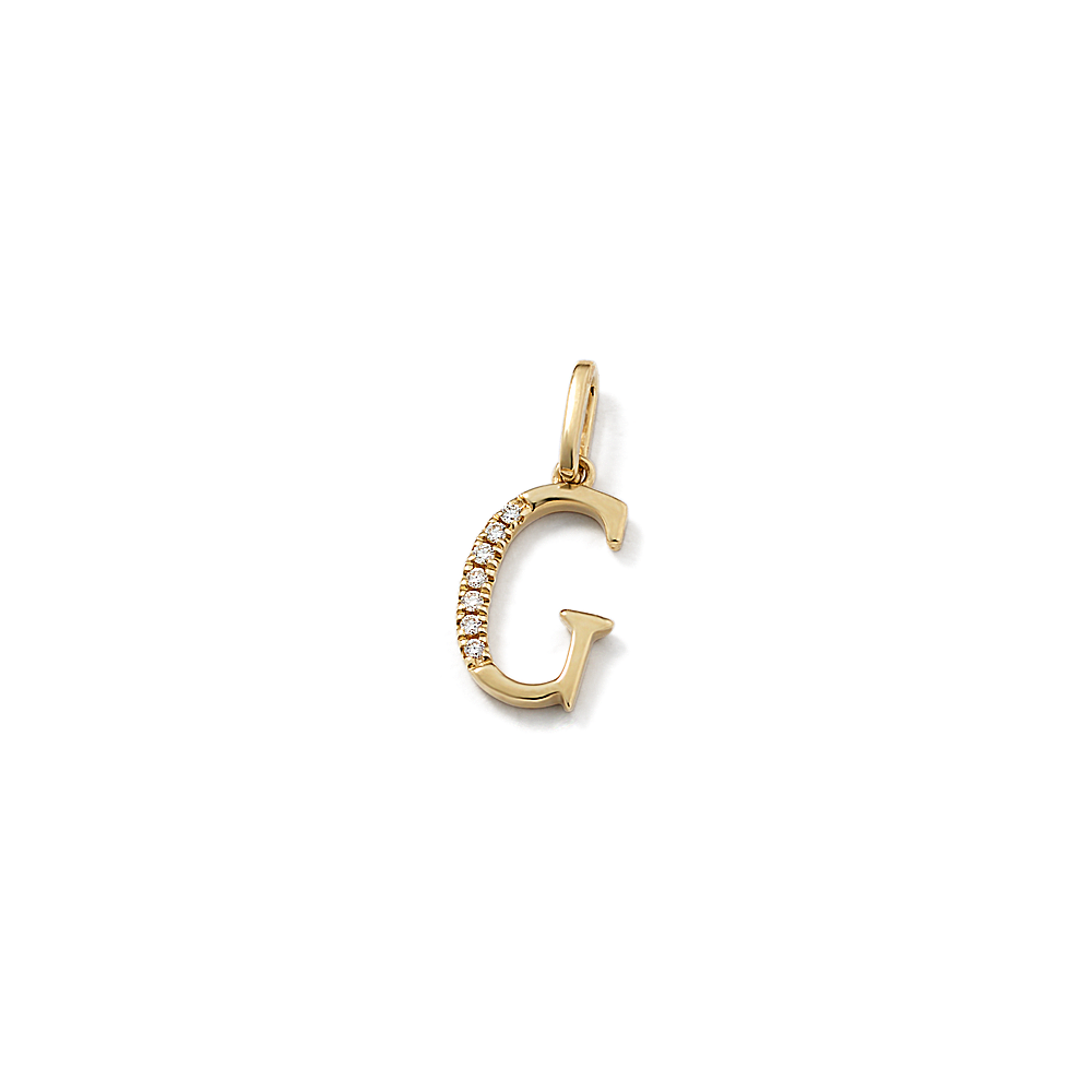 Natural Diamond Letter G Charm in 14k Yellow Gold