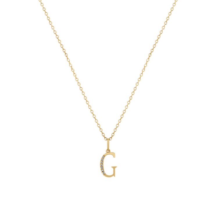 Natural Diamond Letter G Pendant in 14k Yellow Gold (18 in)