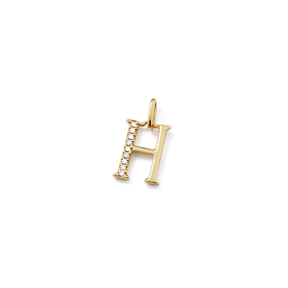 Diamond Letter H Charm in 14k Yellow Gold