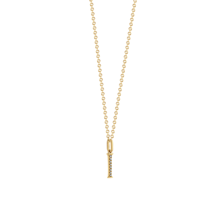 Natural Diamond Letter I Pendant in 14k Yellow Gold (18 in)