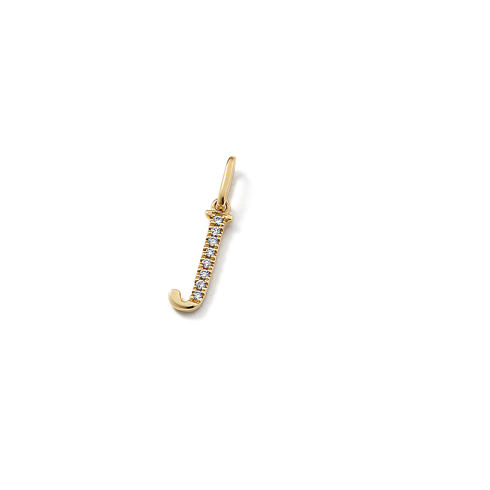Natural Diamond Letter J Charm in 14k Yellow Gold