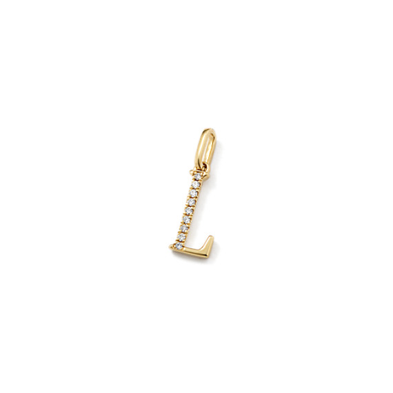 Diamond Letter L Charm in 14k Yellow Gold