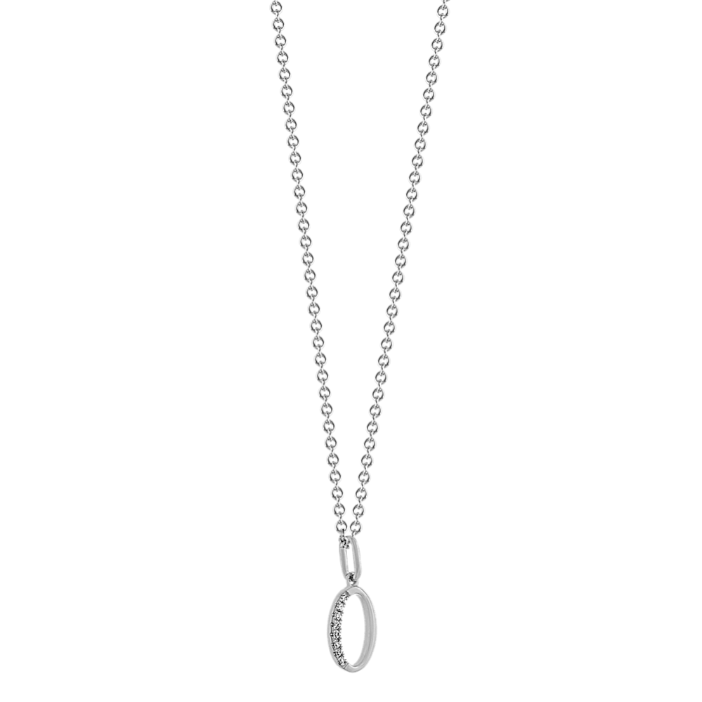 Diamond Letter O Pendant in 14k White Gold (18 in) | Shane Co.