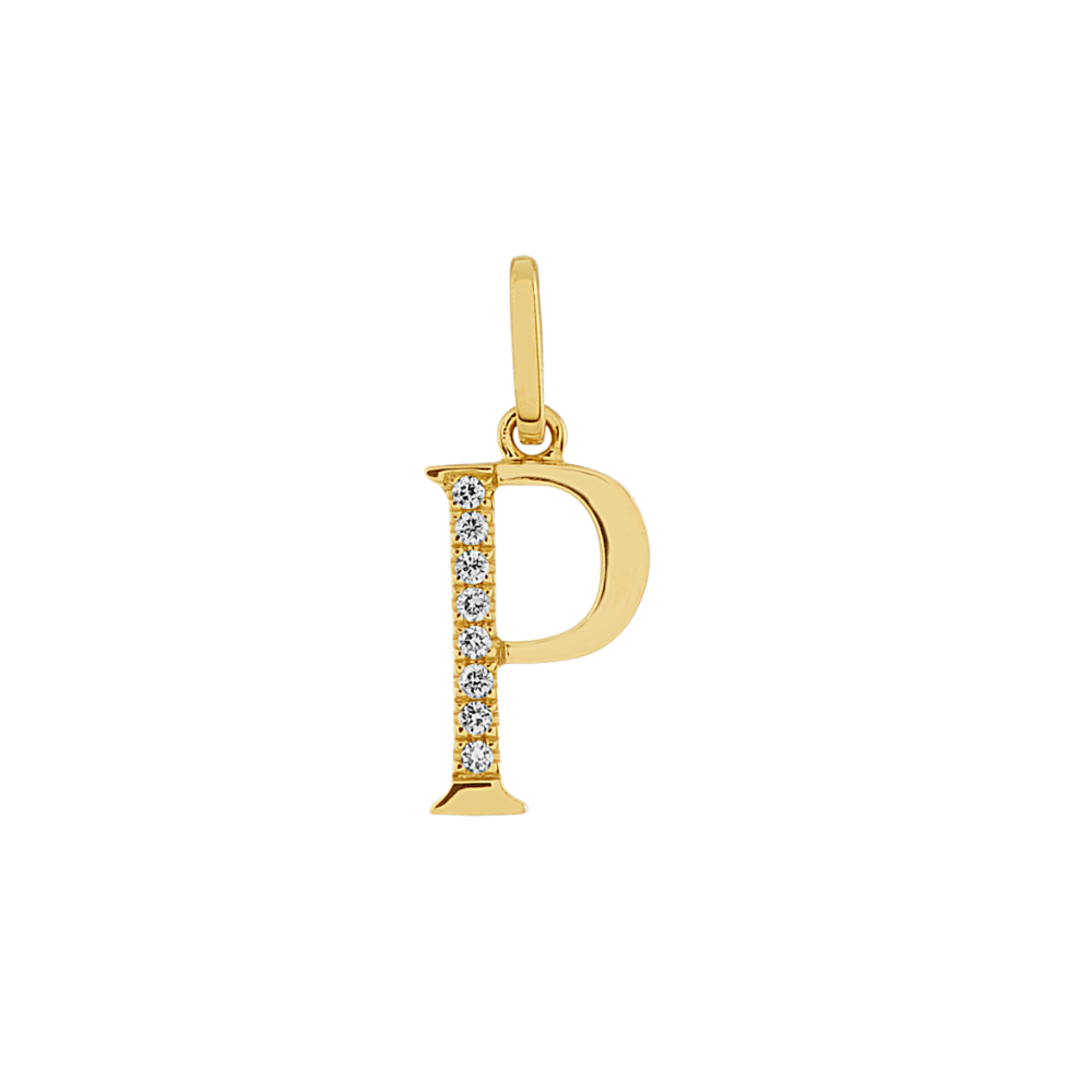 Diamond Letter P Charm in 14k Yellow Gold