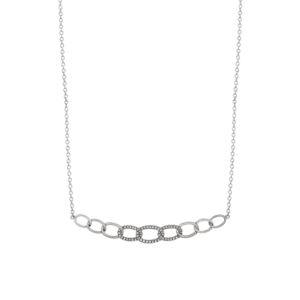 Diamond Link Necklace in 14k White Gold (18 in)