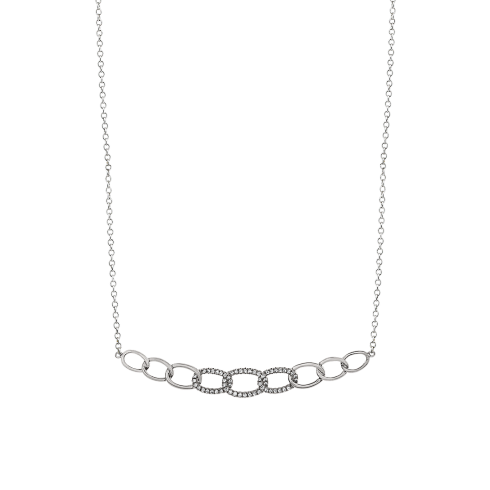 Diamond Link Necklace in 14k White Gold (18'')