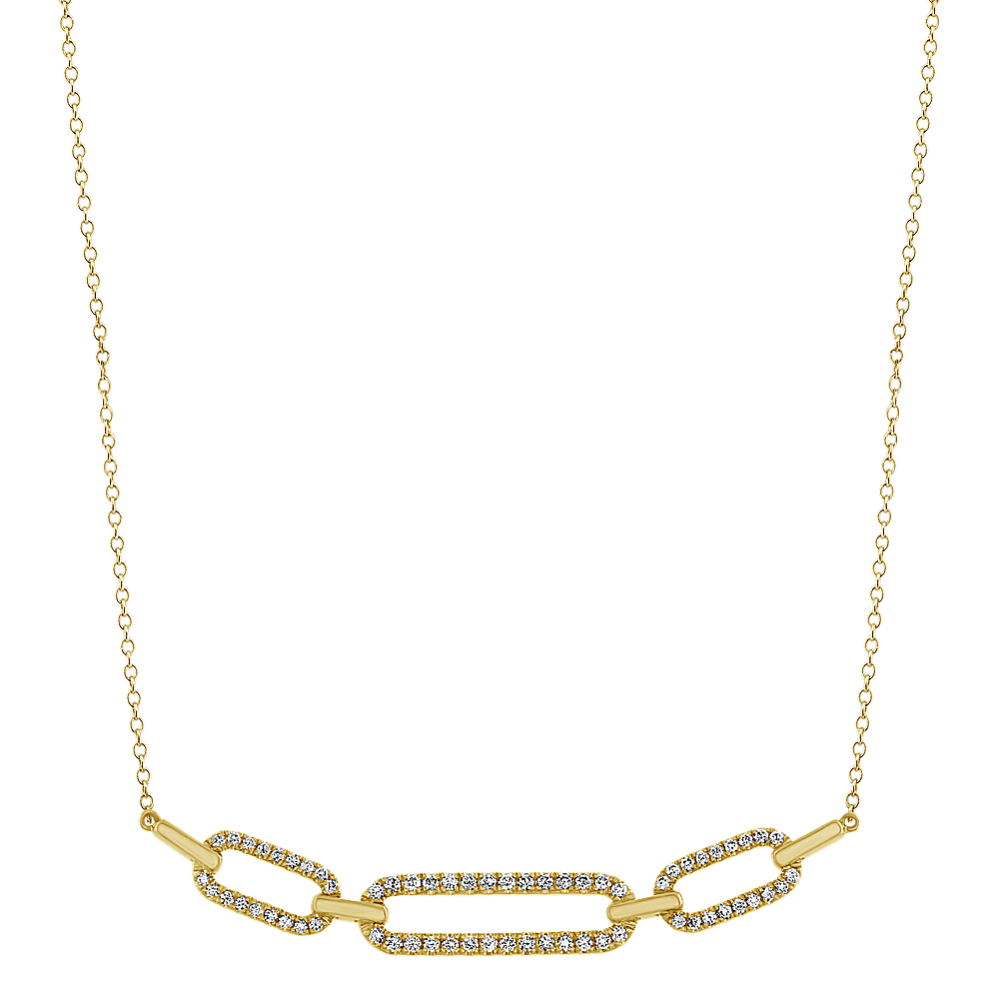 Diamond Link Necklace in 14k Yellow Gold (18 in)