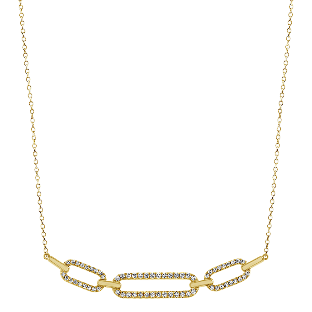 Diamond Link Necklace in 14k Yellow Gold (18'')