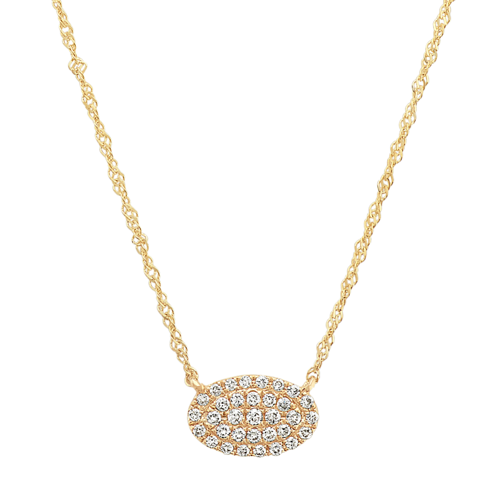 Diamond Oval Cluster Necklace in 14k Yellow Gold (18 in)