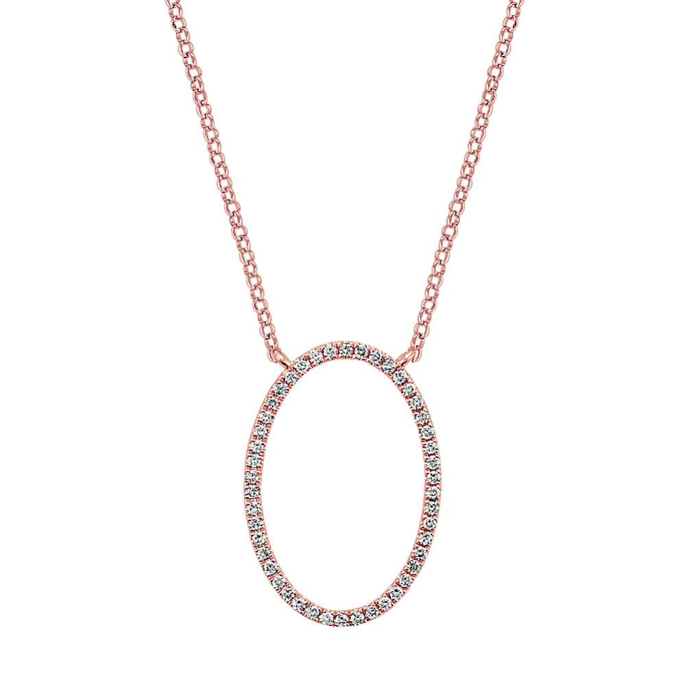 Diamond Oval Necklace in 14k Rose Gold (18 in)