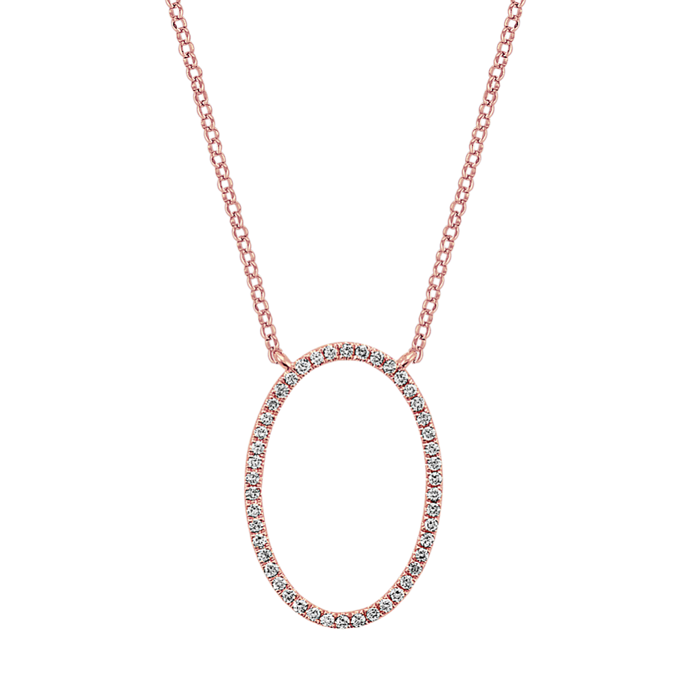 Diamond Oval Necklace in 14k Rose Gold (18'')