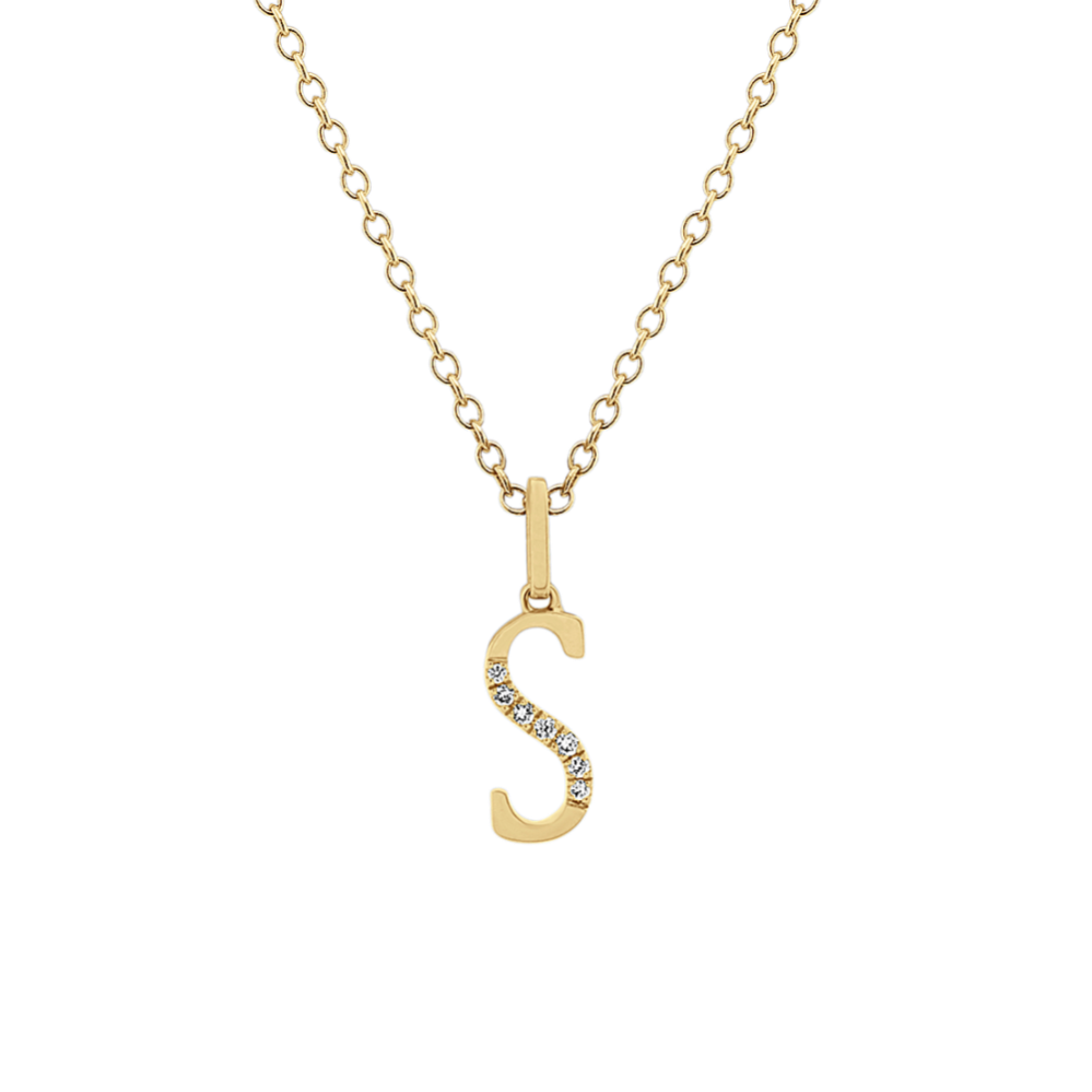 Diamond S Pendant in 14k Yellow Gold (18'')