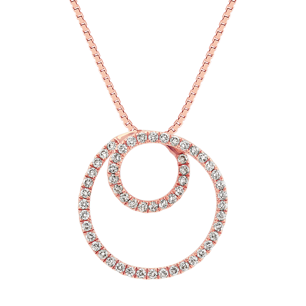 Diamond Spiral Pendant in 14k Rose Gold (18'')