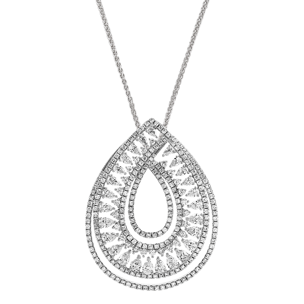 Diamond Swirl Pendant in 18k White Gold (20'')