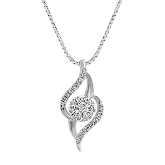 Diamond Swirl and Cluster Pendant (18 in)