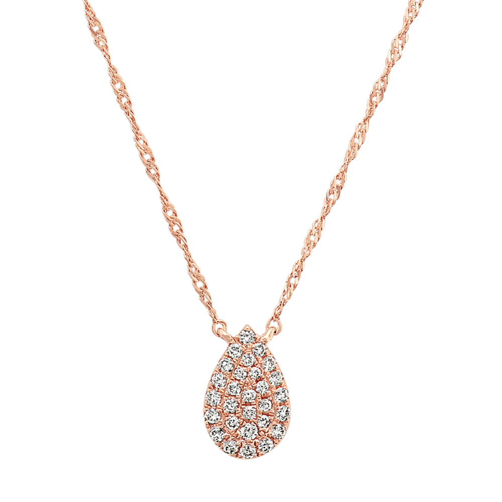 Diamond Teardrop Cluster Necklace in 14k Rose Gold (18 in)