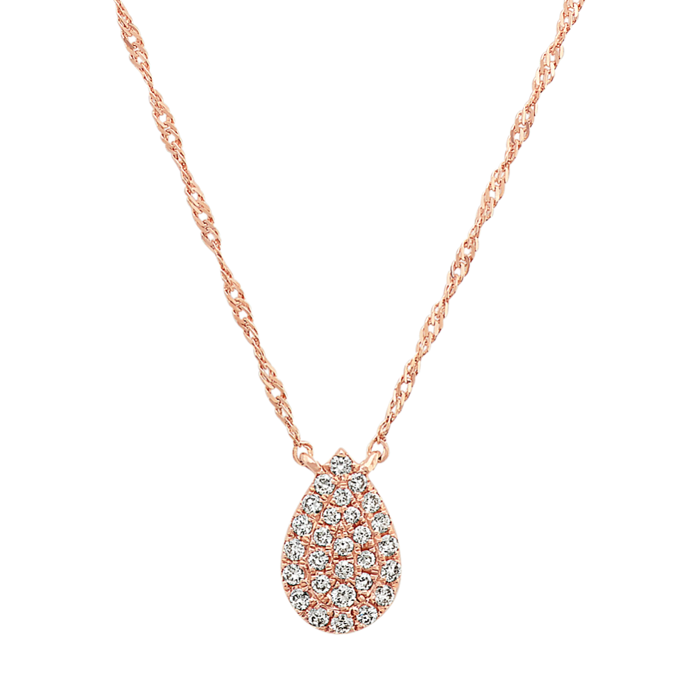 Diamond Teardrop Cluster Necklace in 14k Rose Gold (18'')