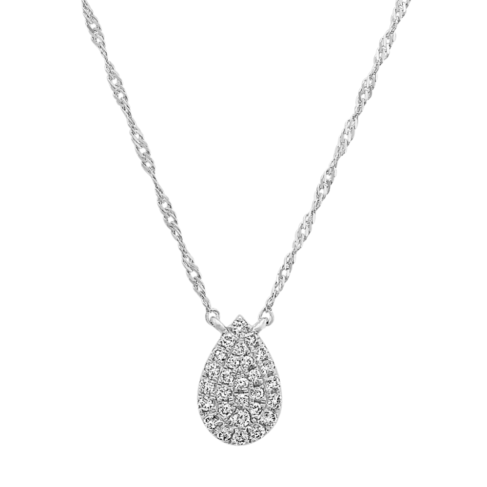 Diamond Teardrop Cluster Necklace in 14k White Gold (18 in)