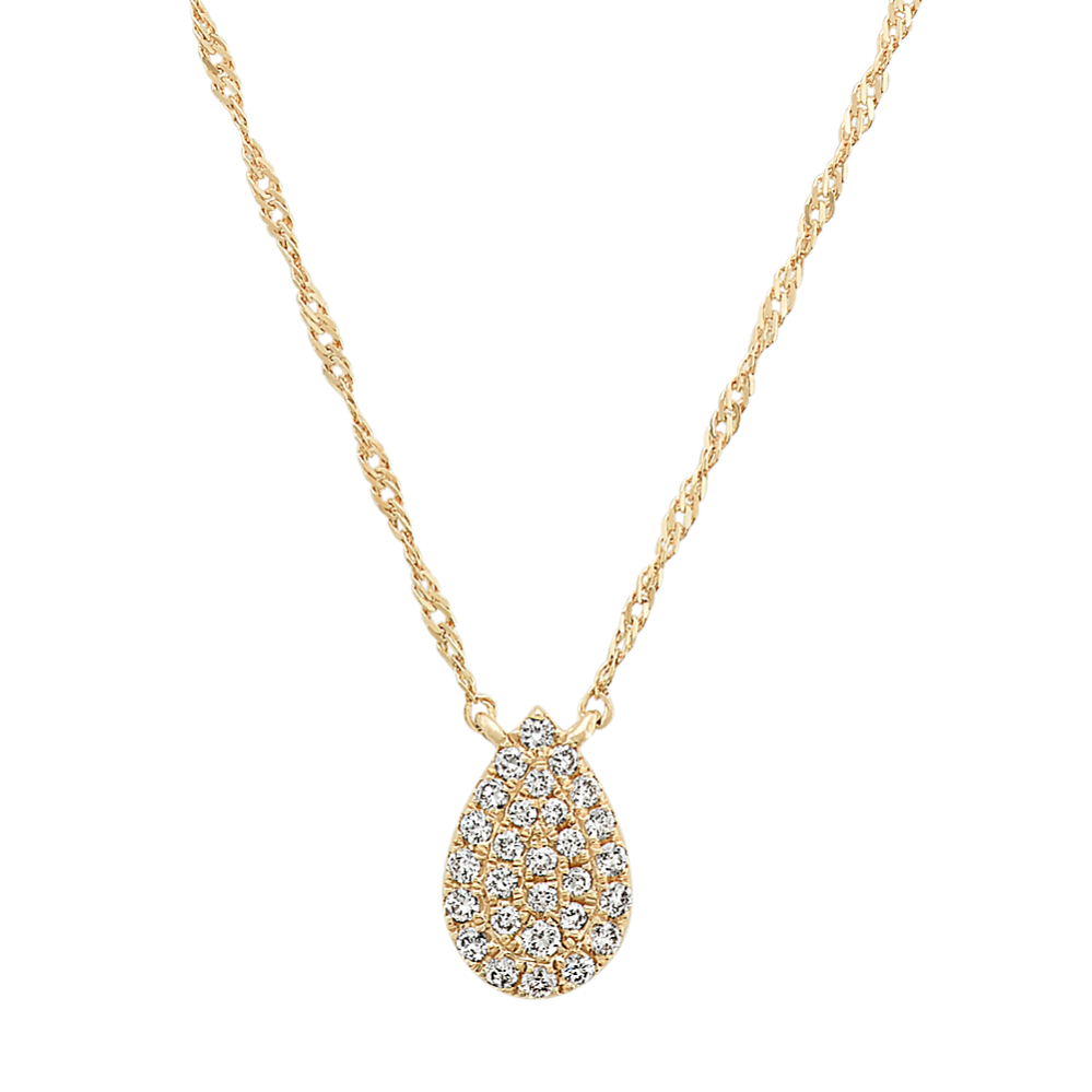 Diamond Teardrop Cluster Necklace in 14k Yellow Gold (18 in)
