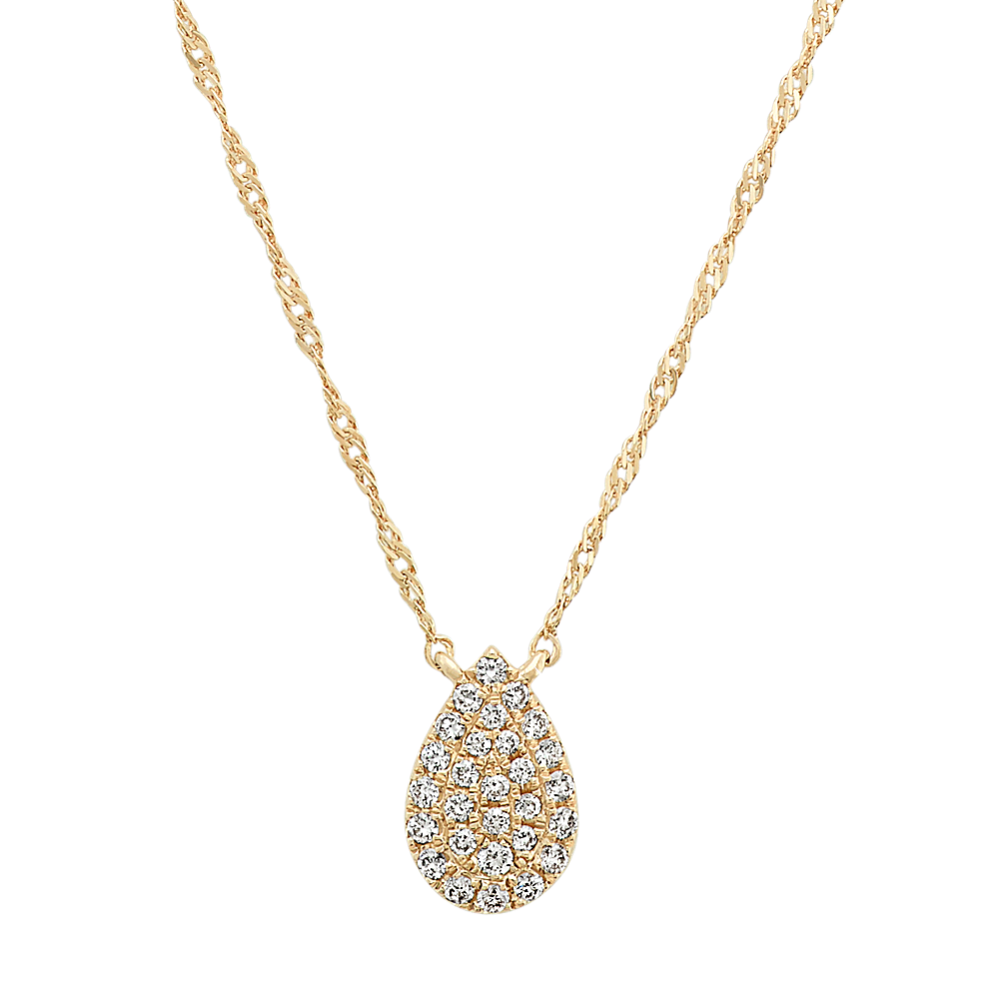 Diamond Teardrop Cluster Necklace in 14k Yellow Gold (18'')