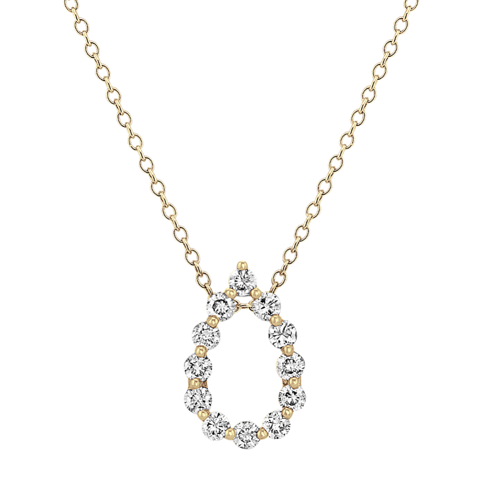 Diamond Teardrop Pendant in 14k Yellow Gold (22'')
