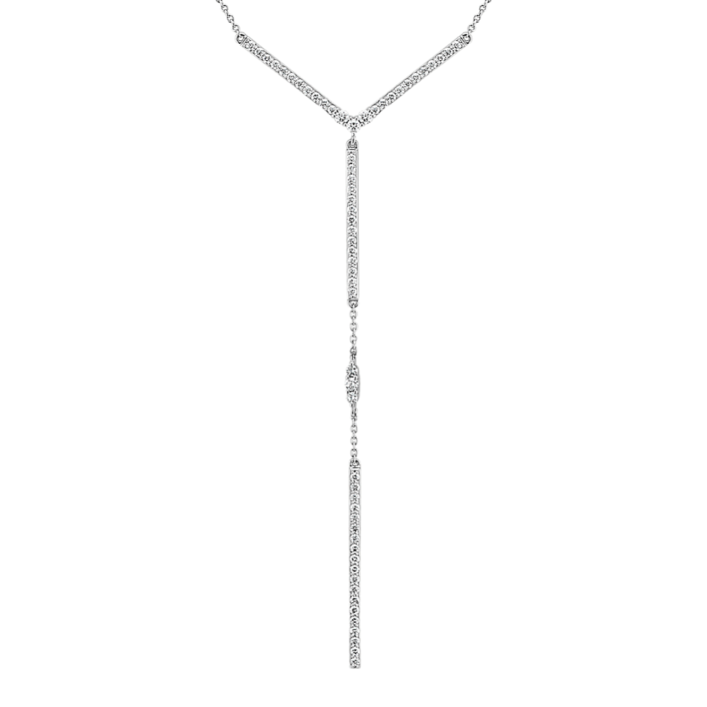 Diamond Y Necklace in 14k White Gold (18 in)
